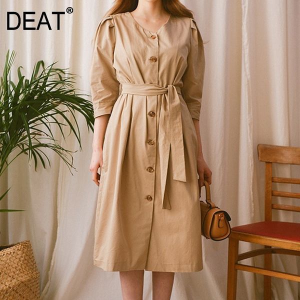 khaki v-neck lantern five-point sleeve single-breasted belt waist woman dress casual simple fashion spring td233 210421, Black;gray
khaki v-neck lantern five-point sleeve single-breasted belt waist woman dress casual simple fashion spring td233 210421, Black;gray