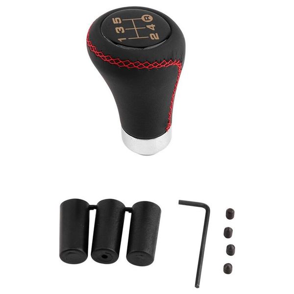 shift knob 5 speed universal black leather stitcher manual car gear stick shifter 
shift knob 5 speed universal black leather stitcher manual car gear stick shifter