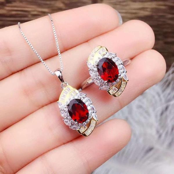 jewelry set natural garnet ring pendant sets women 6x8mm bracelet, earrings & necklace, Black
jewelry set natural garnet ring pendant sets women 6x8mm bracelet, earrings & necklace, Black