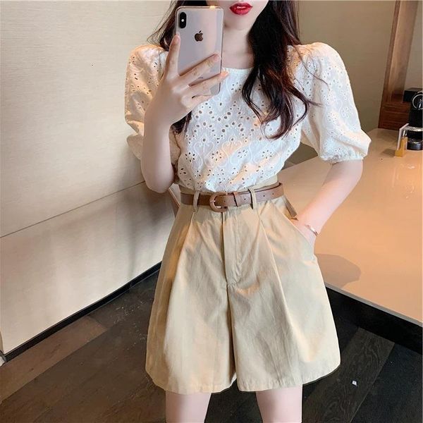 women's shorts ichoix 2 piece korean style summer set girl 2 order shorts elegant ensemble women's hollow blouse + cargo f547, White;black
women's shorts ichoix 2 piece korean style summer set girl 2 order shorts elegant ensemble women's hollow blouse + cargo f547, White;black