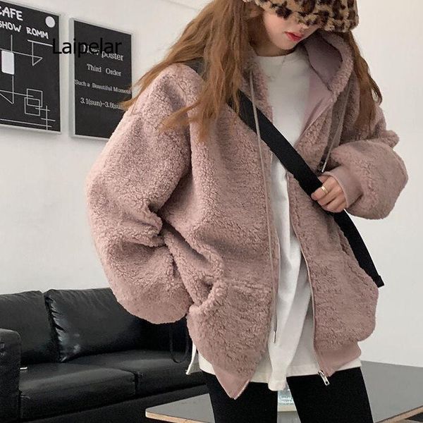 women's knits & tees autumn and winter wool lamb cashmere cardigan sweater loose hooded zipper harajuku one-piece hat warm coat women, White
women's knits & tees autumn and winter wool lamb cashmere cardigan sweater loose hooded zipper harajuku one-piece hat warm coat women, White