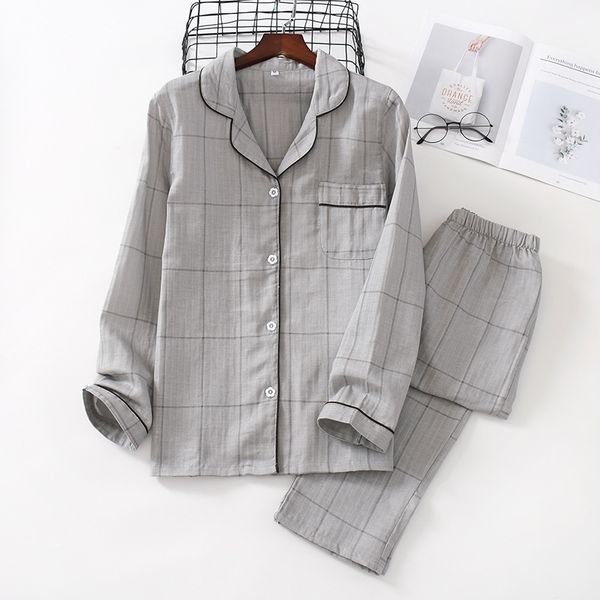 casual couple lattice 100% cotton suit autumn long sleeve ladies japanese men's pajamas 210320, Black;red
casual couple lattice 100% cotton suit autumn long sleeve ladies japanese men's pajamas 210320, Black;red