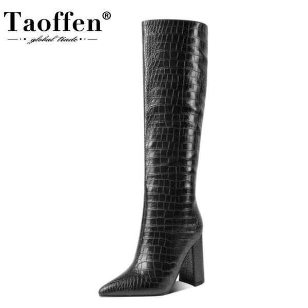 boots taoffen size 34-43 women high heel stone pattern thick winter shoes fashion long party footwear, Black
boots taoffen size 34-43 women high heel stone pattern thick winter shoes fashion long party footwear, Black