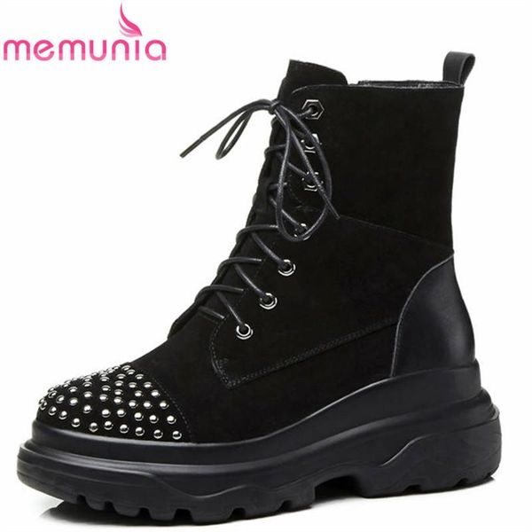 boots memunia 2021 arrival ankle women round toe suede leather zip +lace up platform rivet punk shoes woman, Black
boots memunia 2021 arrival ankle women round toe suede leather zip +lace up platform rivet punk shoes woman, Black