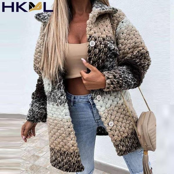 women's wool & blends 2021 autumn women coats long sleeve pocket turn-down collar button elegant casual print loose, Black
women's wool & blends 2021 autumn women coats long sleeve pocket turn-down collar button elegant casual print loose, Black