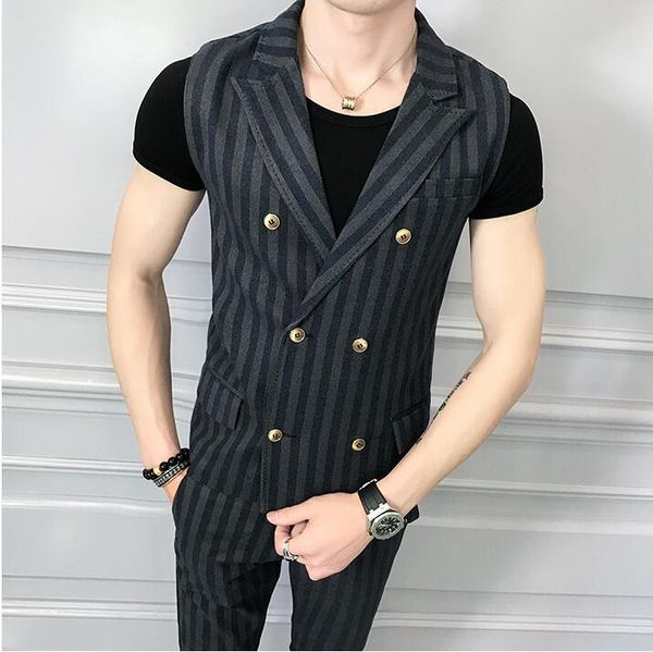 men's vests summer thin double-breasted short-sleeved suit sleeveless vest casual korean slim handsome costumes, Black;white
men's vests summer thin double-breasted short-sleeved suit sleeveless vest casual korean slim handsome costumes, Black;white