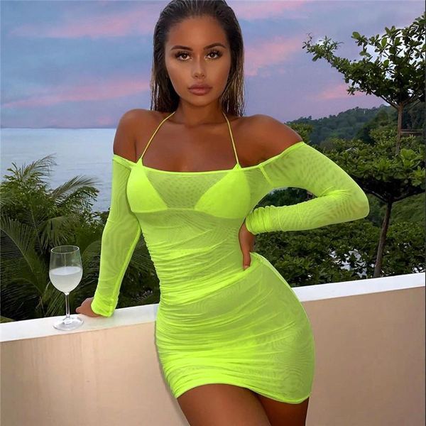 mesh see-through sheath mini dresses women casual solid slash neck long sleeve slim 2021 summer, Black;gray
mesh see-through sheath mini dresses women casual solid slash neck long sleeve slim 2021 summer, Black;gray