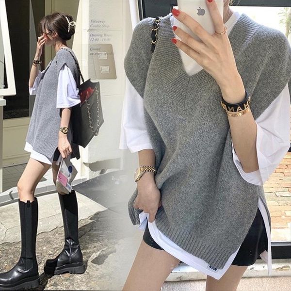 loose sleeveless spring autumn women sweaters vest knitting joker knitted wool oversize girls pullover, White;black
loose sleeveless spring autumn women sweaters vest knitting joker knitted wool oversize girls pullover, White;black
