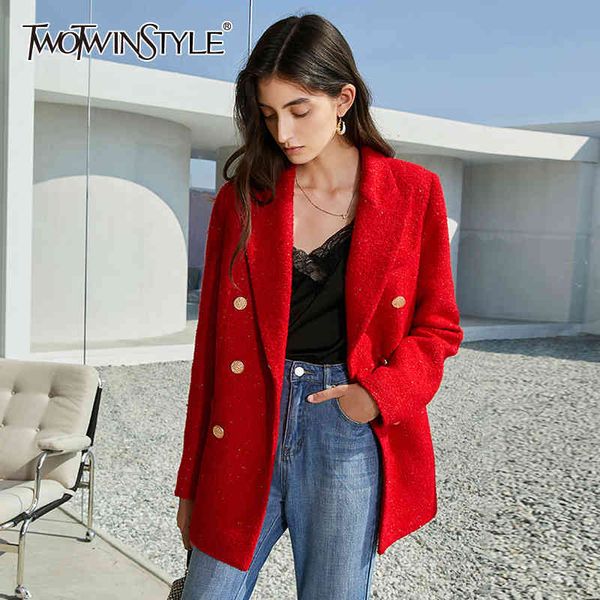 twotwinstyle tweed red blazer for women notched long sleeve double breasted casual blazers female fashion clothing autumn 210517, White;black
twotwinstyle tweed red blazer for women notched long sleeve double breasted casual blazers female fashion clothing autumn 210517, White;black