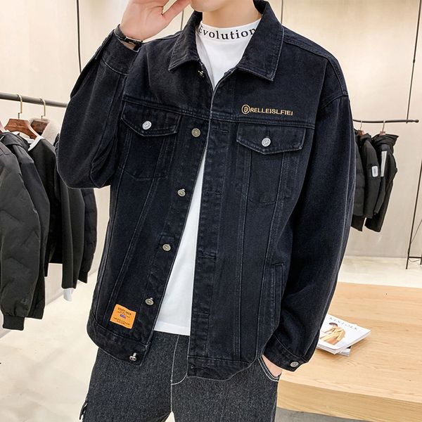 jacket jeans men's autumn and winter 2020 tooling large fashion korean loose, Black;brown