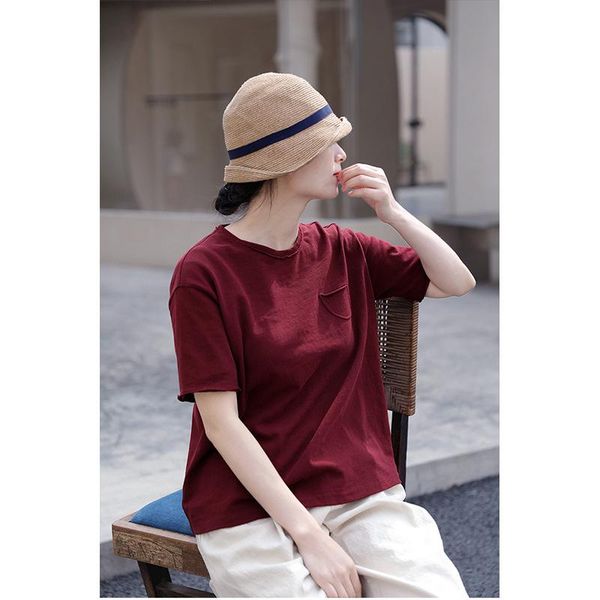 women's t-shirt 2021 summer simple short sleeve cotton knitted round neck loose pullover for women 0421, White
women's t-shirt 2021 summer simple short sleeve cotton knitted round neck loose pullover for women 0421, White
