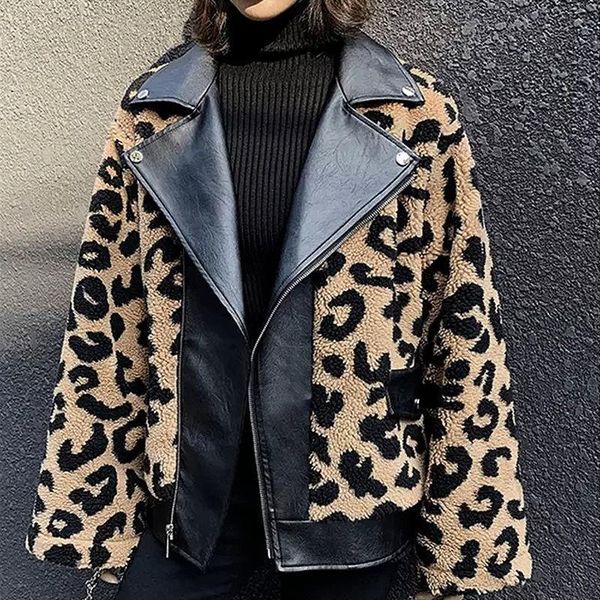 women's fur & faux leopard lamb coat women thicken artificial leather jacket loose streetwear dames jassen winter manteau fausse fourru, Black
women's fur & faux leopard lamb coat women thicken artificial leather jacket loose streetwear dames jassen winter manteau fausse fourru, Black