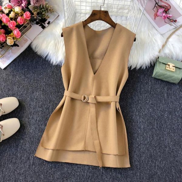 women's vests 2021 spring autumn winter sleeveless women vest v-neck slim waist belt woolen for pullover waistcoat female outerwear, Black;white
women's vests 2021 spring autumn winter sleeveless women vest v-neck slim waist belt woolen for pullover waistcoat female outerwear, Black;white