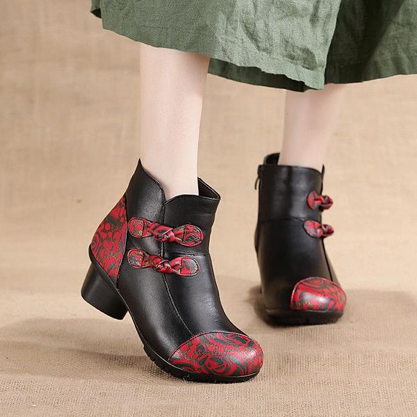 boots first layer cowhide women's national style bow print color matching short 2021 winter leather cotton boot, Black
boots first layer cowhide women's national style bow print color matching short 2021 winter leather cotton boot, Black