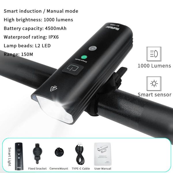 bike lights smart bicycle light 1000 lumens led front headlight usb rechargeable cycling for mtb mountain road
bike lights smart bicycle light 1000 lumens led front headlight usb rechargeable cycling for mtb mountain road