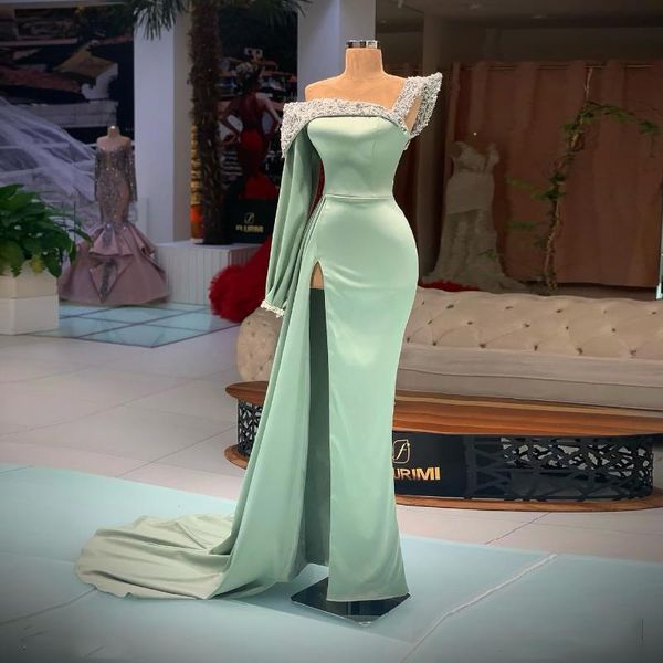 party dresses elegant satin prom one shoulder long sleeves sequins shiny high split women evening pageant gowns plus size custom, White;black
party dresses elegant satin prom one shoulder long sleeves sequins shiny high split women evening pageant gowns plus size custom, White;black
