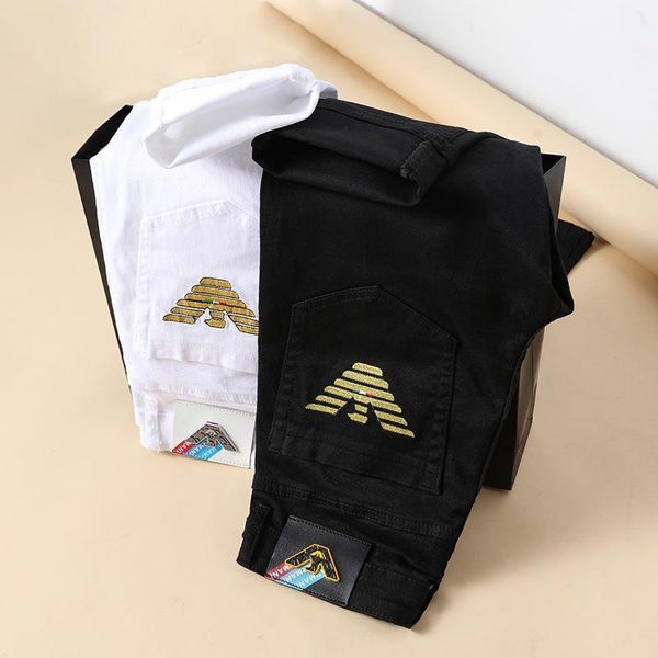 men's jeans black white spring cotton slim elastic ltaly eagle brand fashion business trousers male classic summer denim pants, Blue
men's jeans black white spring cotton slim elastic ltaly eagle brand fashion business trousers male classic summer denim pants, Blue