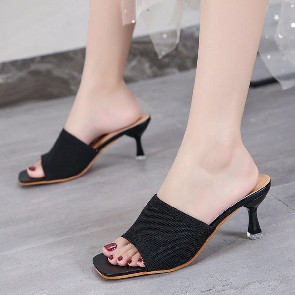 women mesh slipper high heel half single coarse shoes elegant lady spring fashion slip on slides summer beach slippers, Black
women mesh slipper high heel half single coarse shoes elegant lady spring fashion slip on slides summer beach slippers, Black