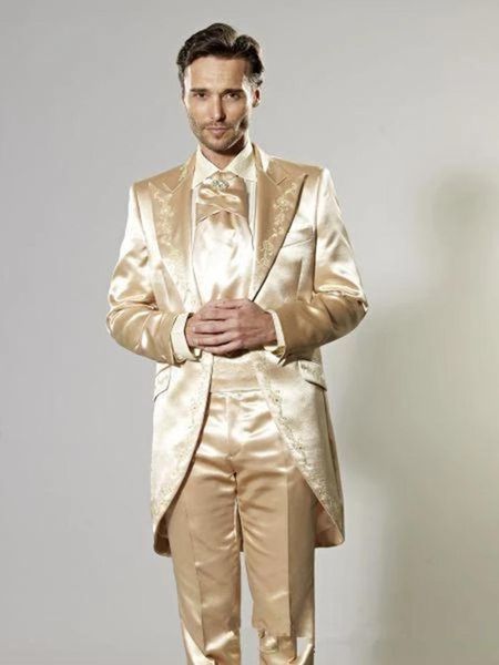 men's suits & blazers latest coat pants design italian gold embroidery satin suit slim tuxedo 2 piece custom groom party banquet prom, White;black
men's suits & blazers latest coat pants design italian gold embroidery satin suit slim tuxedo 2 piece custom groom party banquet prom, White;black