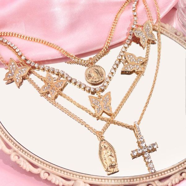 chains bohemia crystal butterfly choker necklace for women girl classical coin cross portrait pendant chain party jewelry gift, Silver
chains bohemia crystal butterfly choker necklace for women girl classical coin cross portrait pendant chain party jewelry gift, Silver