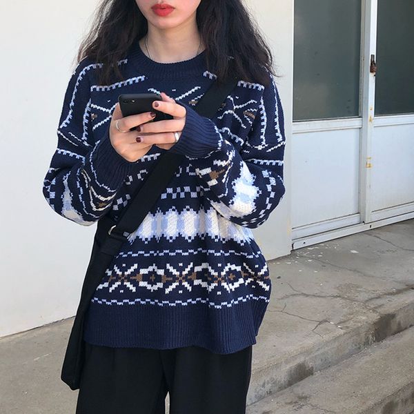 2 colors korean style loose knitted warm sweaters women patchwork women vintage sweaters and pullovers (f1394, White;black
2 colors korean style loose knitted warm sweaters women patchwork women vintage sweaters and pullovers (f1394, White;black