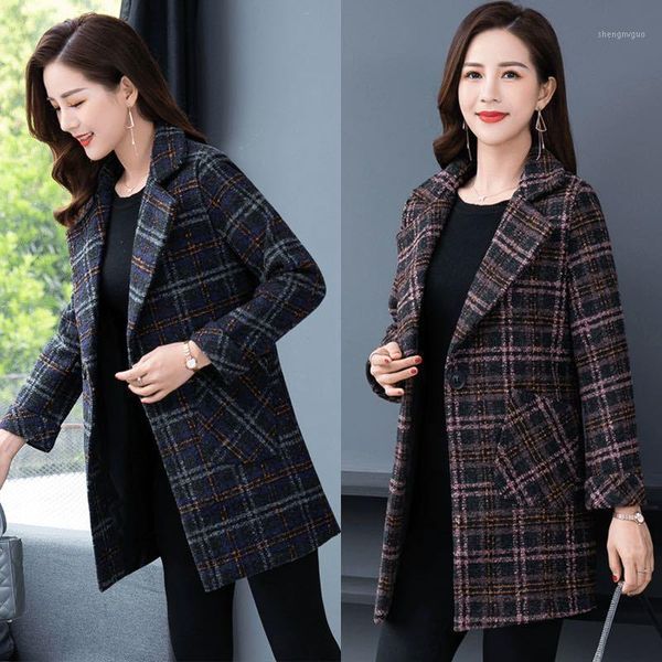 women's wool & blends blended coat women plaid jacket autumn winter mid-long jackets plus size 5xl elegant female woolen outerwear clot, Black
women's wool & blends blended coat women plaid jacket autumn winter mid-long jackets plus size 5xl elegant female woolen outerwear clot, Black