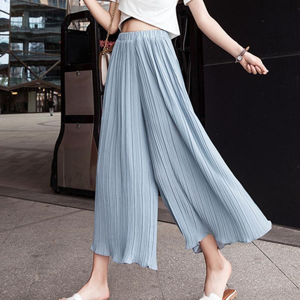 women's pants & capris fold pleated chiffon women black grey coffee bottoms 2021 female casual high waist wide leg solid for, Black;white
women's pants & capris fold pleated chiffon women black grey coffee bottoms 2021 female casual high waist wide leg solid for, Black;white