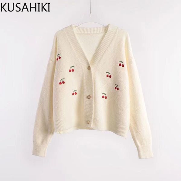women's knits & tees kusahiki cherry embroidery sweater cardigan women 2021 autumn knitwear causal korean long sleeve v-neck knit coat, White
women's knits & tees kusahiki cherry embroidery sweater cardigan women 2021 autumn knitwear causal korean long sleeve v-neck knit coat, White