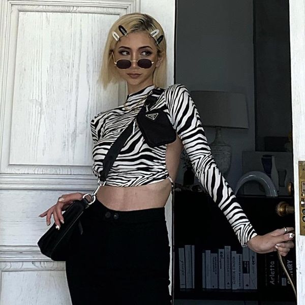 women's t-shirt woman zebra snake leopard long sleeve backless crop tshirt s, White 
women's t-shirt woman zebra snake leopard long sleeve backless crop tshirt s, White