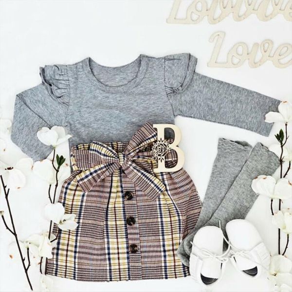 toddler baby girl two pieces set ruffle t shirt plaid skirt kids outfit clothing sets, White
toddler baby girl two pieces set ruffle t shirt plaid skirt kids outfit clothing sets, White
