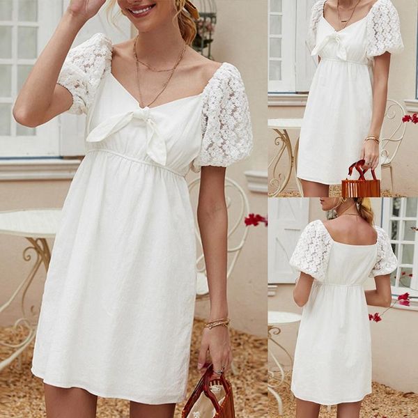 casual dresses summer white small fresh flowers embroidery bow puff sleeve dress was thin temperament mini, Black;gray
casual dresses summer white small fresh flowers embroidery bow puff sleeve dress was thin temperament mini, Black;gray