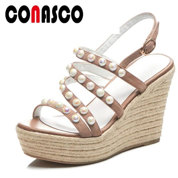 women summer pumps suede leather casual high heels pearl decoration platforms style wedge sabdals buckle shoes woman sandals, Black
women summer pumps suede leather casual high heels pearl decoration platforms style wedge sabdals buckle shoes woman sandals, Black