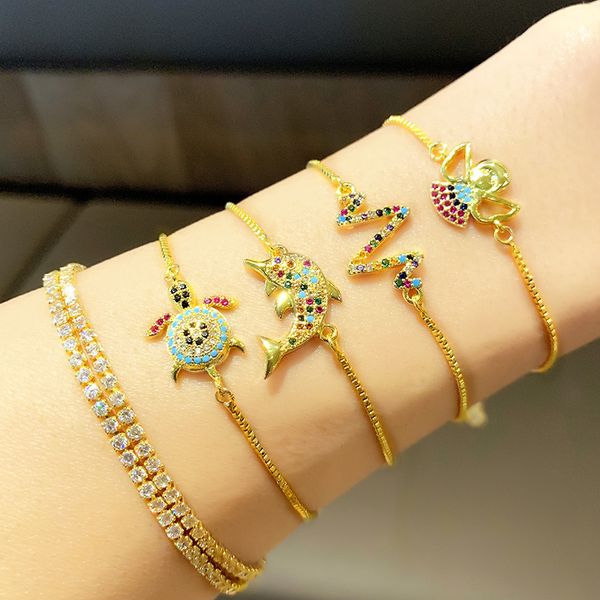 jewelry creative ocean style women's micro inlaid zircon tortoise dolphin bracelet brb94, Golden;silver
jewelry creative ocean style women's micro inlaid zircon tortoise dolphin bracelet brb94, Golden;silver