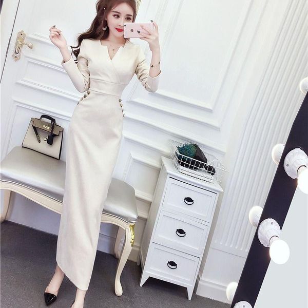 casual dresses women 2021 spring autumn fashion slim ol temperament dress female v-neck long sleeve pencil ladies maxi vestidos y204, Black;gray
casual dresses women 2021 spring autumn fashion slim ol temperament dress female v-neck long sleeve pencil ladies maxi vestidos y204, Black;gray