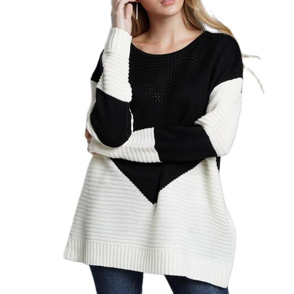 women's sweaters fashion women autumn winter clothes sweater stitching round neck long sleeved loose pullover large size casual top, White;black
women's sweaters fashion women autumn winter clothes sweater stitching round neck long sleeved loose pullover large size casual top, White;black
