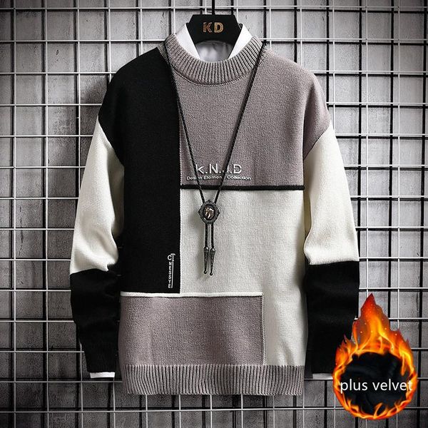 men's sweaters 2021 autumn and winter velvet shirt collar striped sweater fashion trend, White;black
men's sweaters 2021 autumn and winter velvet shirt collar striped sweater fashion trend, White;black