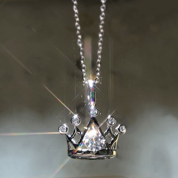 classic 925 silver crown pendant necklaces shiny moissanite female fashion wedding engagement jewelry women necklace
classic 925 silver crown pendant necklaces shiny moissanite female fashion wedding engagement jewelry women necklace