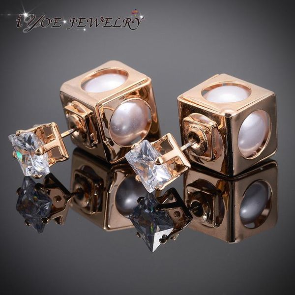 simulated double sided pearl earring for women unique design square cut large crystal stud earrings usa fashion jewelry, Golden;silver
simulated double sided pearl earring for women unique design square cut large crystal stud earrings usa fashion jewelry, Golden;silver