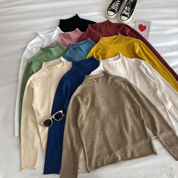 women's sweaters korean solid color pullover knitting shirt 2021 autumn casual simple turtleneck long-sleeved bottom sweater womens, White;black
women's sweaters korean solid color pullover knitting shirt 2021 autumn casual simple turtleneck long-sleeved bottom sweater womens, White;black