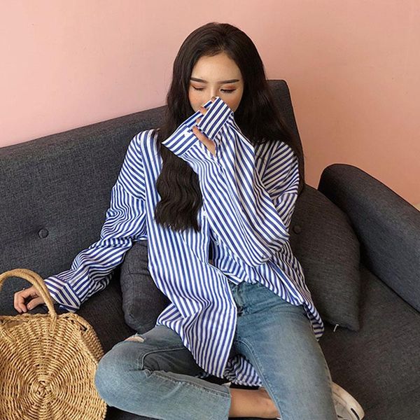 women's blouses & shirts blue striped spring blouse women long sleeve casual vintage single breasted loose boyfriend oversized harajuk, White
women's blouses & shirts blue striped spring blouse women long sleeve casual vintage single breasted loose boyfriend oversized harajuk, White