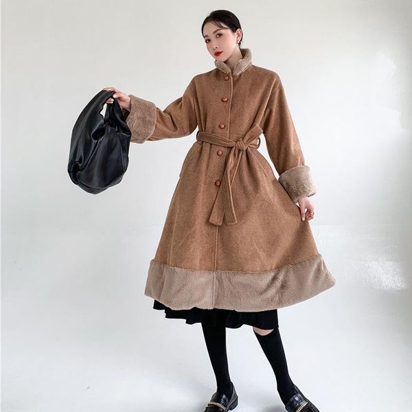 women's wool & blends khaki maomao splicing cloth coat female little cloak easing the winter in long woolen, Black
women's wool & blends khaki maomao splicing cloth coat female little cloak easing the winter in long woolen, Black