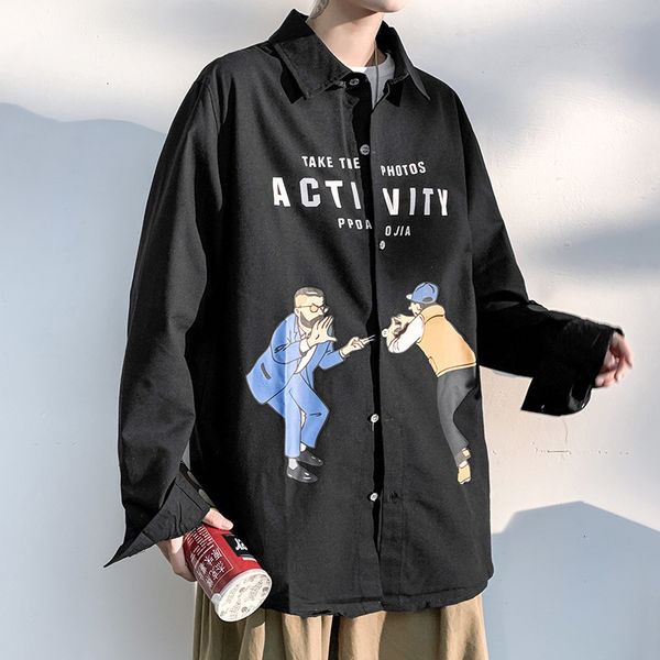 printed men's jackets autumn long sve fashion tooling loose and versatile cool shirt coat, Black;brown
printed men's jackets autumn long sve fashion tooling loose and versatile cool shirt coat, Black;brown