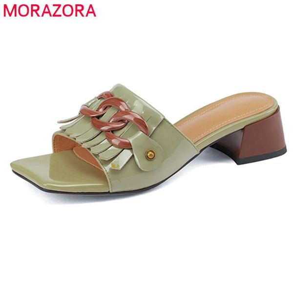 sandals morazora 2021 big size 42 patent leather mules shoes women chain tassel fashion comfortable thick heels ladies, Black
sandals morazora 2021 big size 42 patent leather mules shoes women chain tassel fashion comfortable thick heels ladies, Black