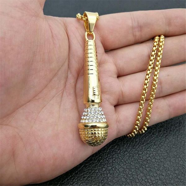 pendant necklaces hippie gold color iced out bling music microphone hip hop jewelry for men stainless steel chain drop, Silver
pendant necklaces hippie gold color iced out bling music microphone hip hop jewelry for men stainless steel chain drop, Silver