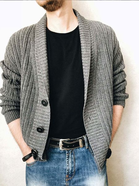 men's knitted cardigan, casual sweater, autumn fashion trend, high-quality buttons, solid color, 2021, White;black
men's knitted cardigan, casual sweater, autumn fashion trend, high-quality buttons, solid color, 2021, White;black