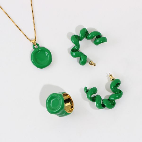 enamel colored glaze telephone line earrings simple fashion pendant necklace ring female, Golden;silver
enamel colored glaze telephone line earrings simple fashion pendant necklace ring female, Golden;silver