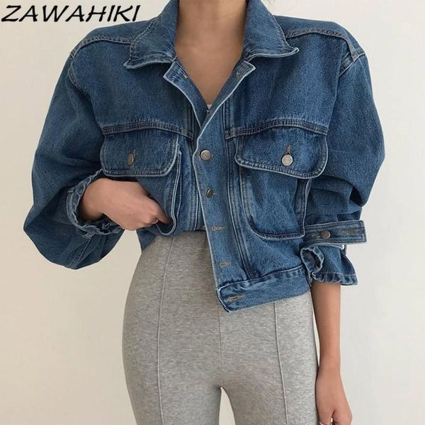 women's jackets zawahiki korean chic vintage elegant denim coat women autumn turn down collar long sleeve loose short jacket all-match, Black;brown
women's jackets zawahiki korean chic vintage elegant denim coat women autumn turn down collar long sleeve loose short jacket all-match, Black;brown