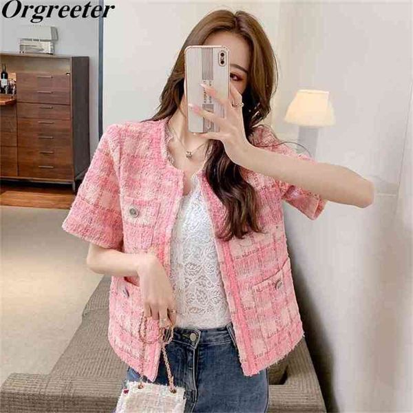 pink tweed cardigan jacket temperament tassel trim coat women o-neck short-sleeved small fragrant style plaid short outwear 210602, Black
pink tweed cardigan jacket temperament tassel trim coat women o-neck short-sleeved small fragrant style plaid short outwear 210602, Black