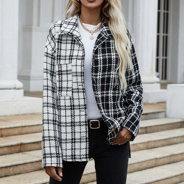 women's jackets plaid shirt jacket fashion casual checked print coat long sleeve button loose autumn female cardigan #40, Black;brown
women's jackets plaid shirt jacket fashion casual checked print coat long sleeve button loose autumn female cardigan #40, Black;brown