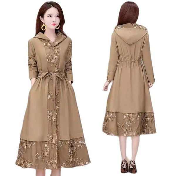 women's trench coats 2021 spring autumn mid-length windbreaker over the knee ladies jacket embroidered hooded all-match large sizefemal, Tan;black
women's trench coats 2021 spring autumn mid-length windbreaker over the knee ladies jacket embroidered hooded all-match large sizefemal, Tan;black